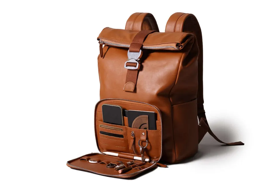 Harber London Leather Roll Top Backpack